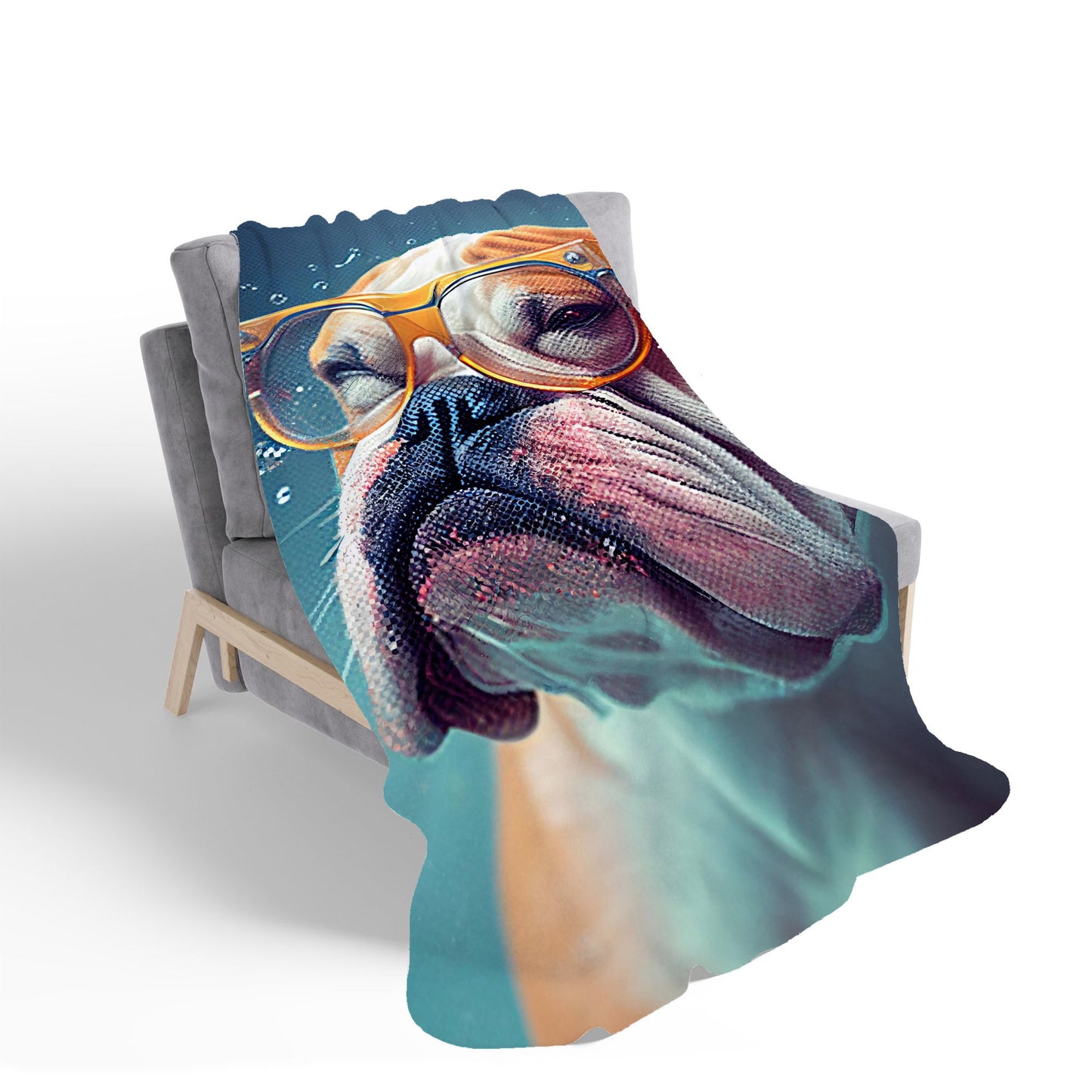 Bulldog With Glasses Splashart Sherpa Blanket