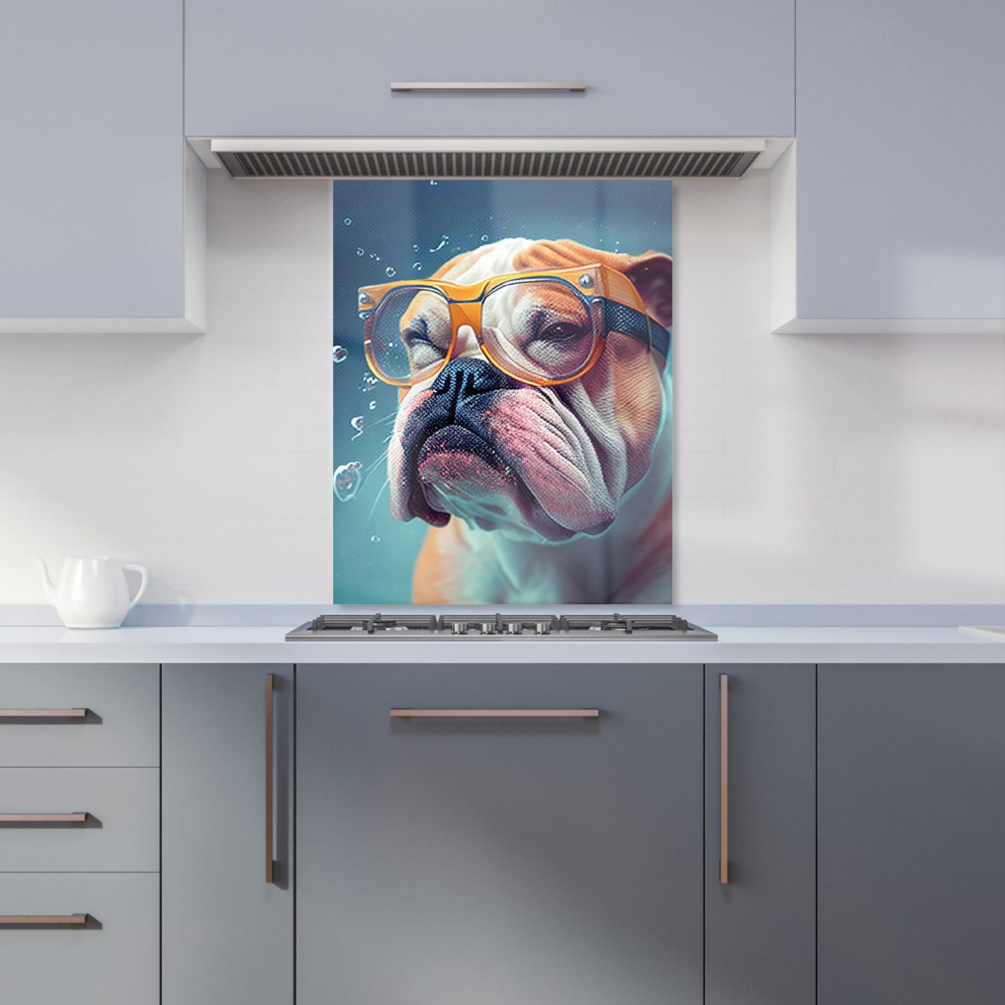 Bulldog With Glasses Splashart Kitchen Splashback