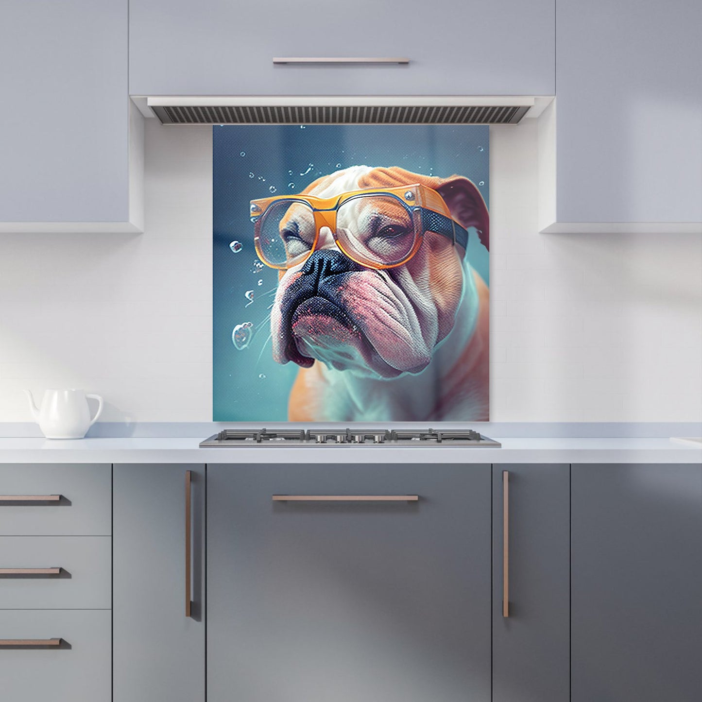 Bulldog With Glasses Splashart Kitchen Splashback
