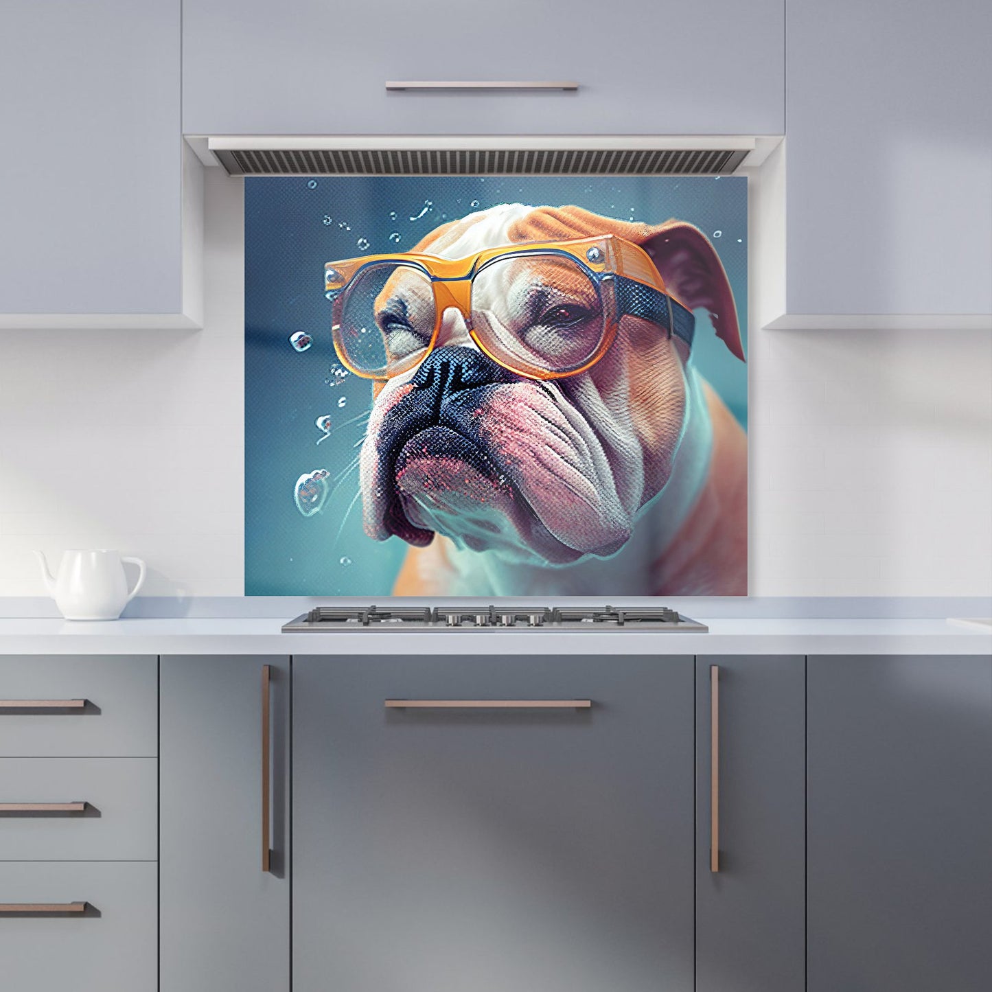 Bulldog With Glasses Splashart Kitchen Splashback