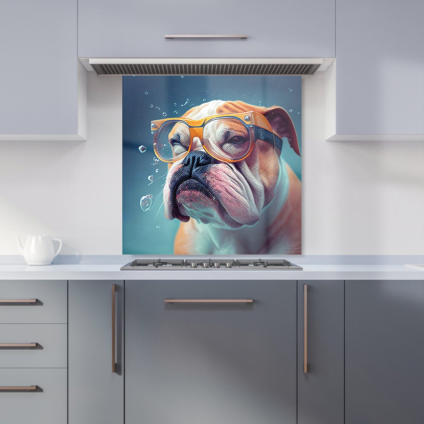 Bulldog With Glasses Splashart Kitchen Splashback