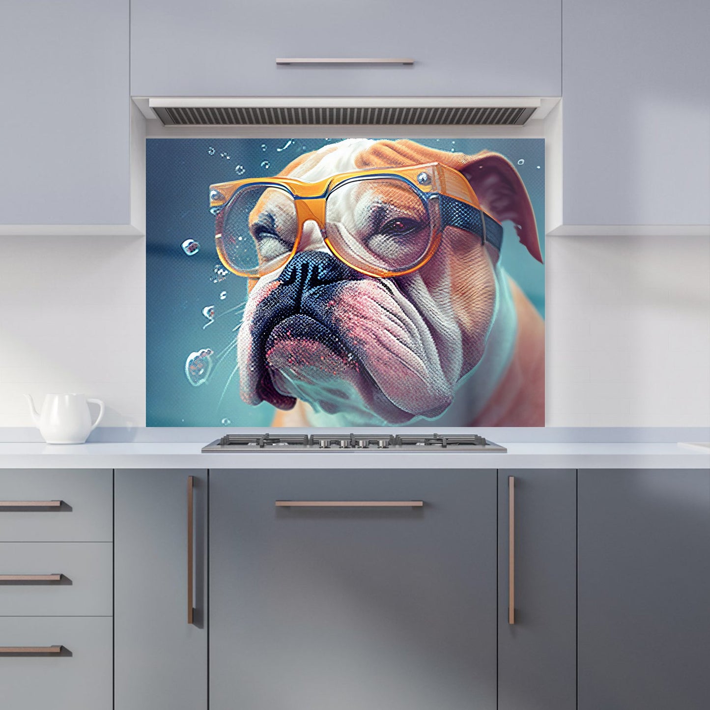 Bulldog With Glasses Splashart Kitchen Splashback
