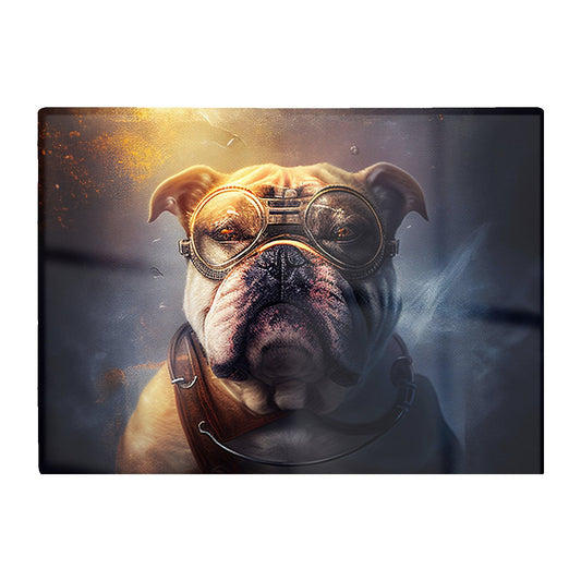 Bulldog With Glasses Splashart Golden Glass Chopping Board