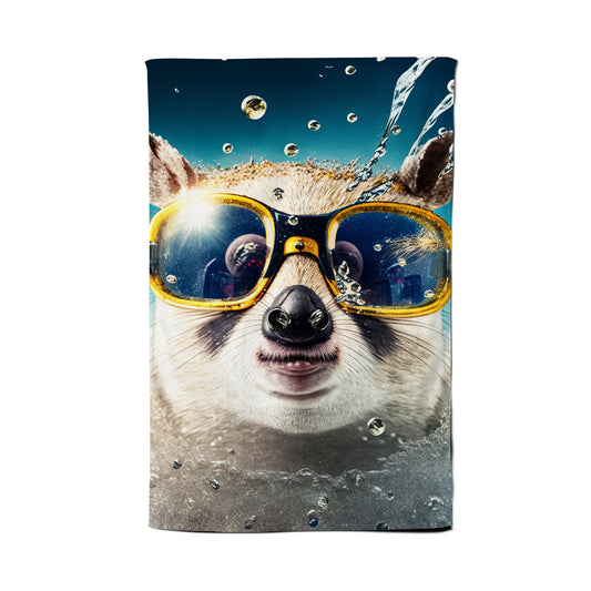 Dormouse With Glasses Splashart Tea Towel