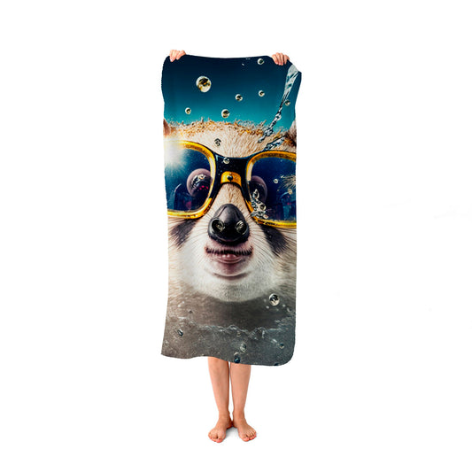 Dormouse With Glasses Splashart Beach Towel