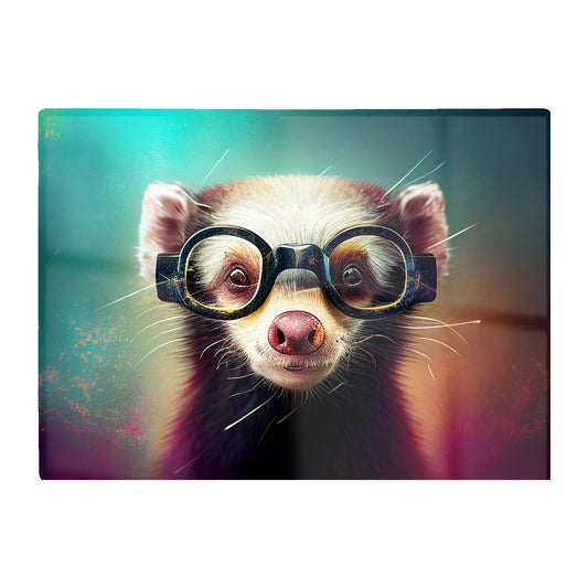 Ferret With Glasses Splashart Glass Chopping Board