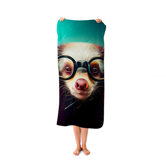 Ferret With Glasses Splashart Beach Towel