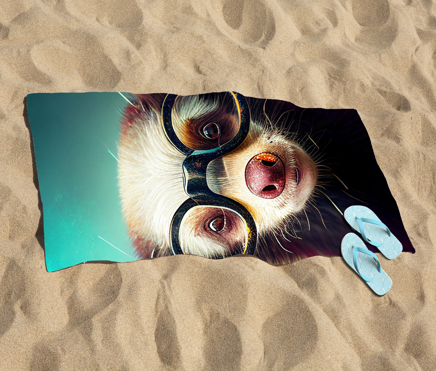 Ferret With Glasses Splashart Beach Towel