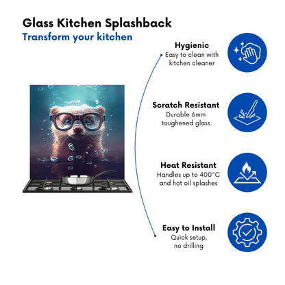 Ferret With Glasses Splashart Water Kitchen Splashback