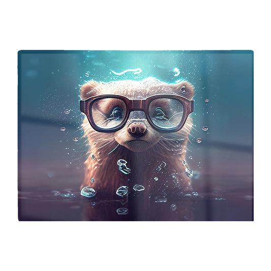 Ferret With Glasses Splashart Water Glass Chopping Board
