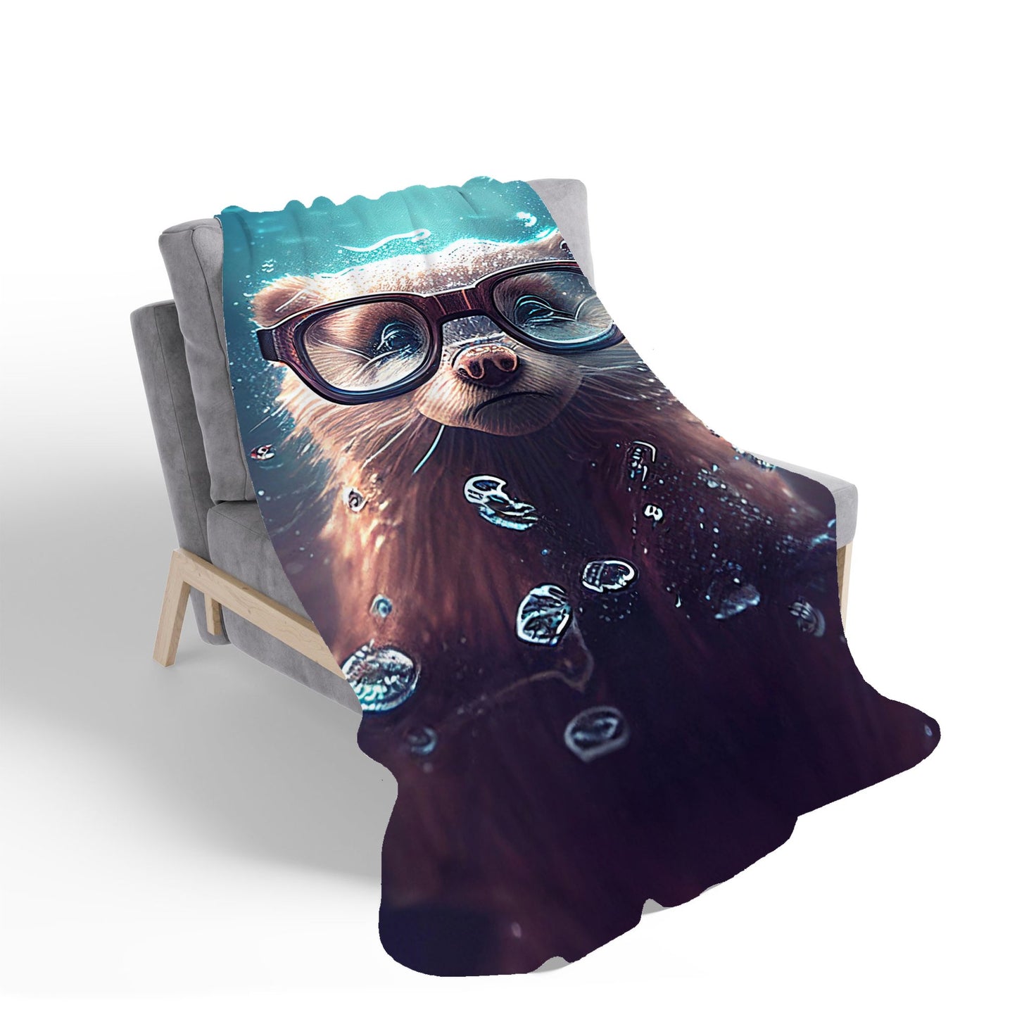 Ferret With Glasses Splashart Water Sherpa Blanket