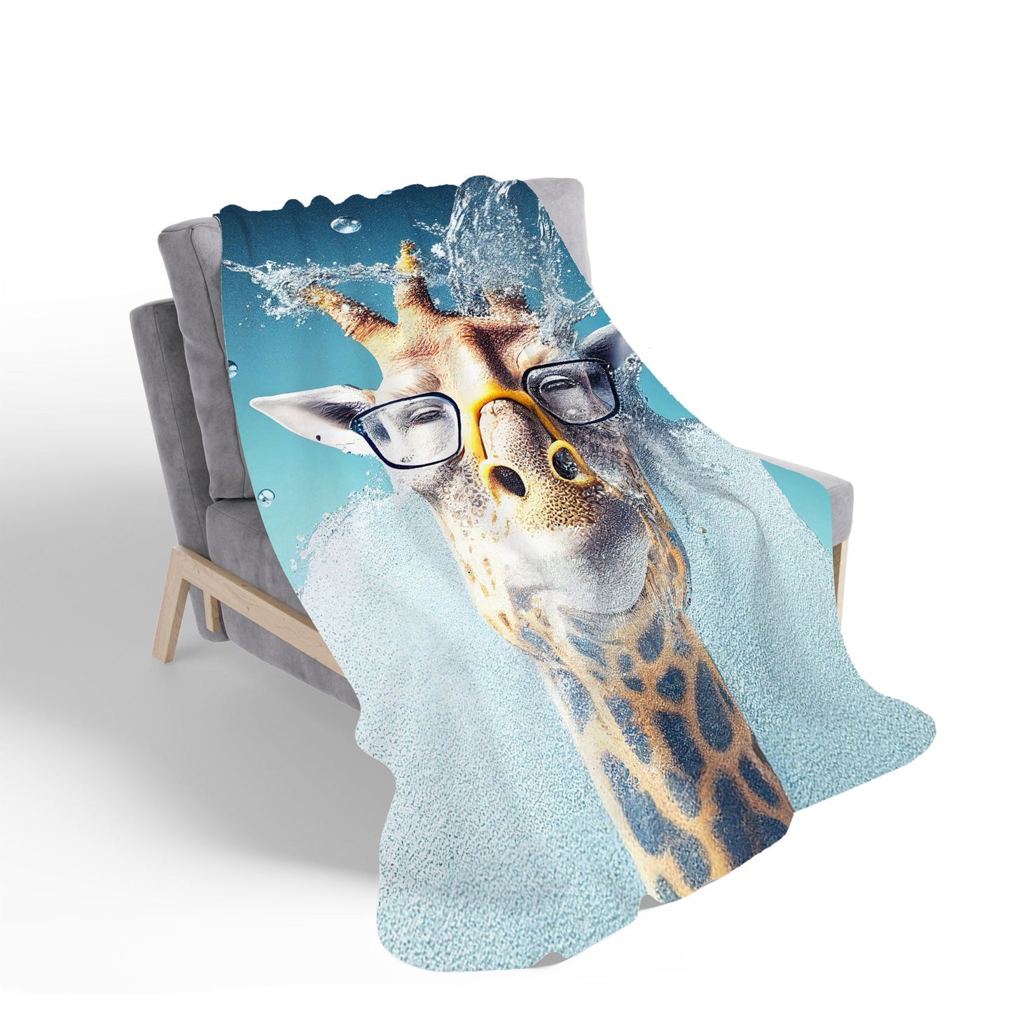 Giraffe With Glasses Splashart Sherpa Blanket