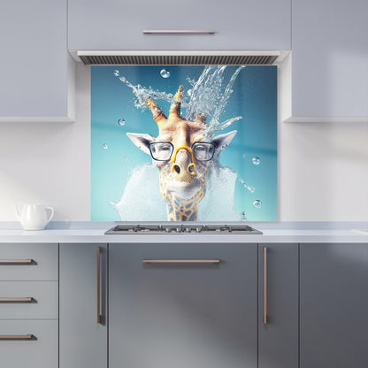 Giraffe With Glasses Splashart Kitchen Splashback