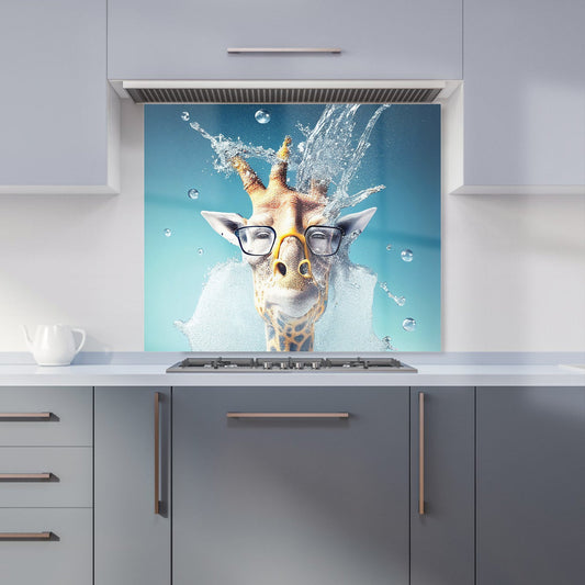 Giraffe With Glasses Splashart Kitchen Splashback