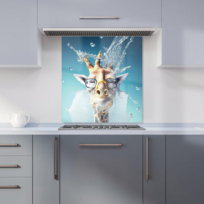 Giraffe With Glasses Splashart Kitchen Splashback