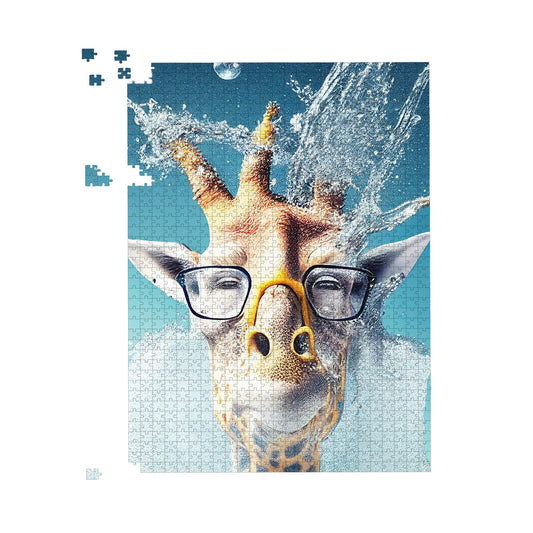 Giraffe With Glasses Splashart Jigsaw Puzzle