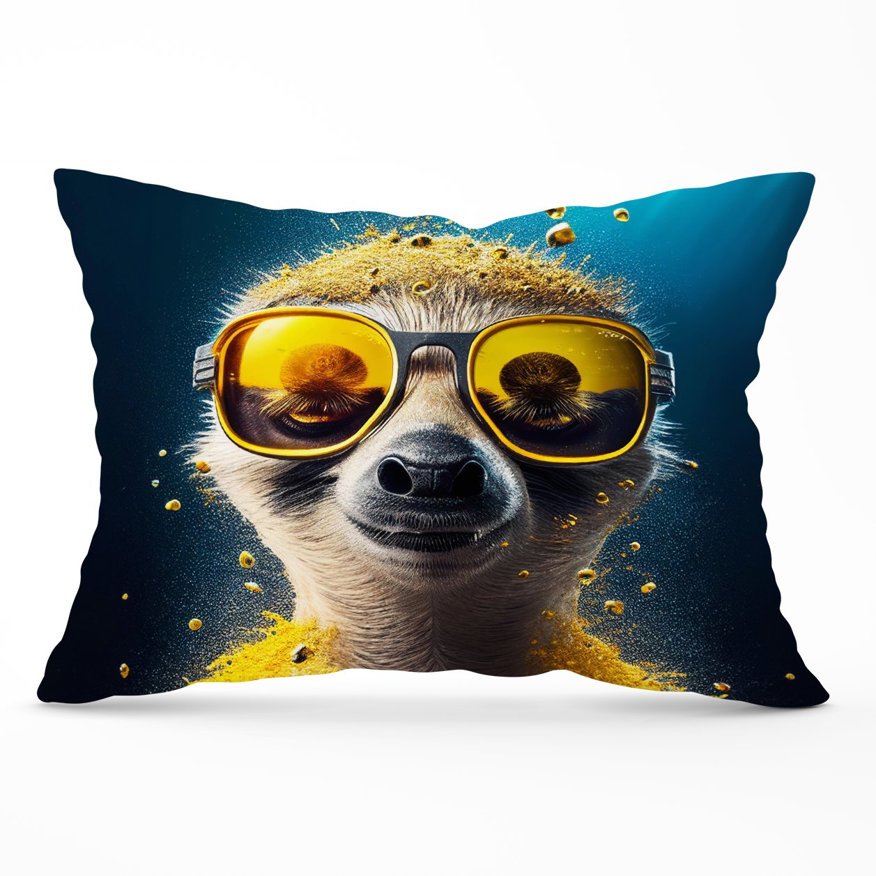 Meerkat With Golden Glasses Splashart Cushions