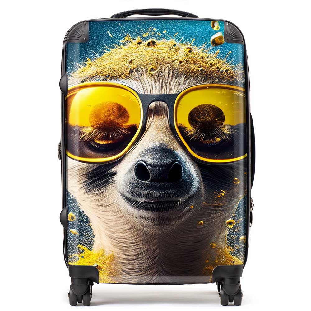 Meerkat With Golden Glasses Splashart Suitcase