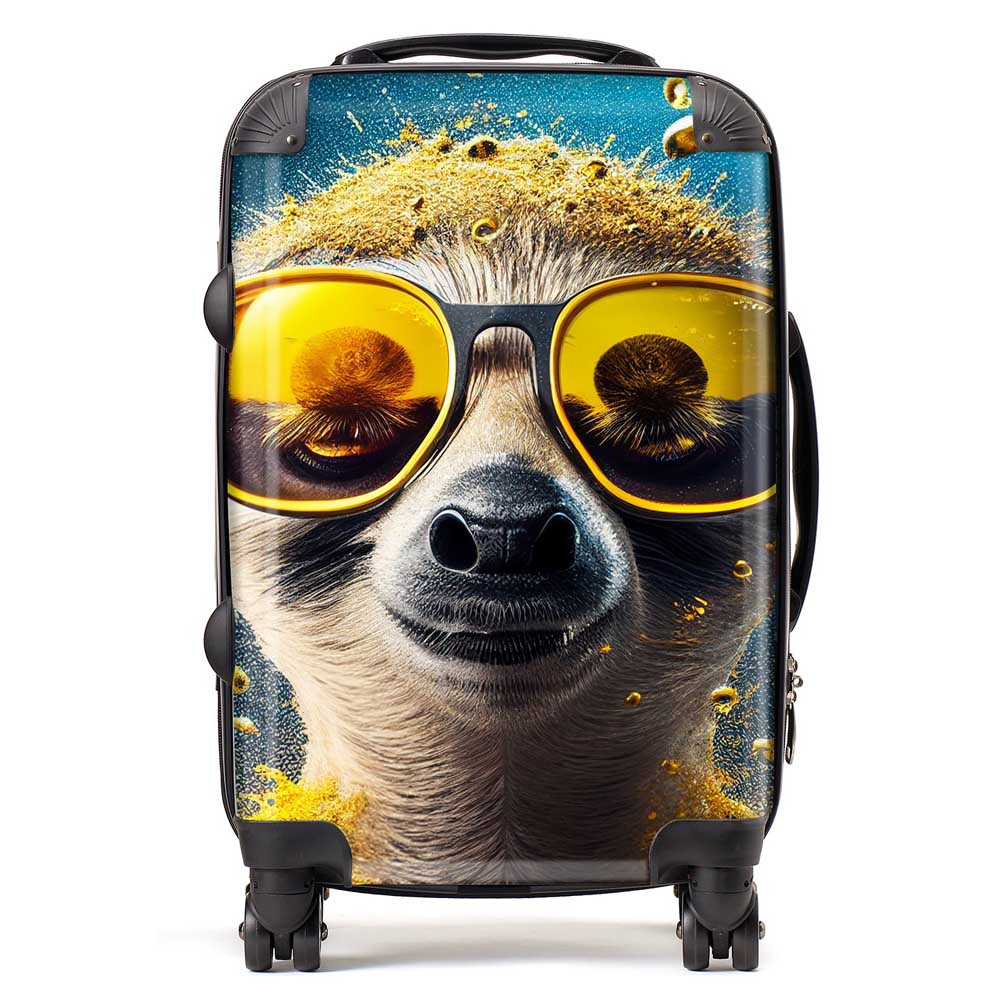 Meerkat With Golden Glasses Splashart Suitcase
