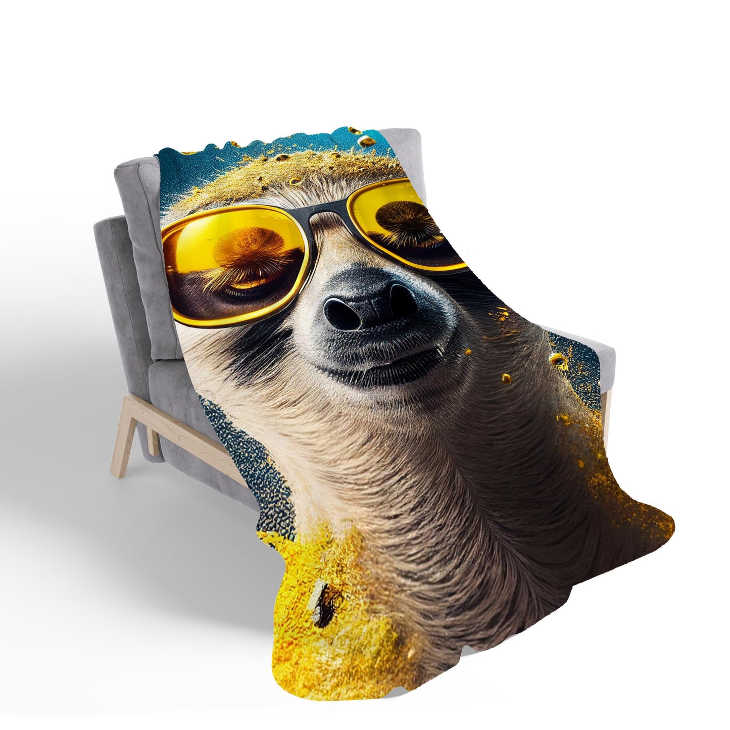 Meerkat With Golden Glasses Splashart Sherpa Blanket