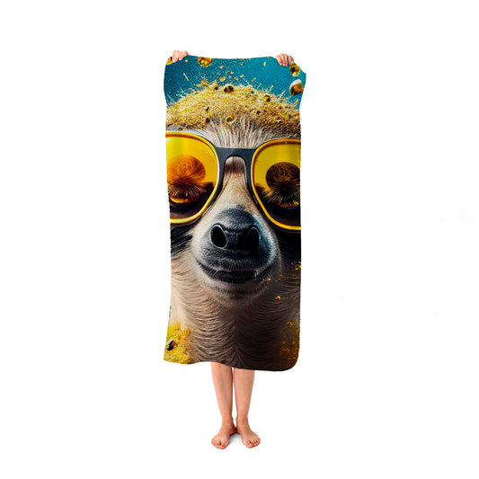 Meerkat With Golden Glasses Splashart Beach Towel