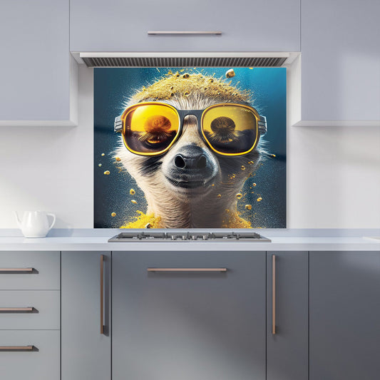 Meerkat With Golden Glasses Splashart Kitchen Splashback