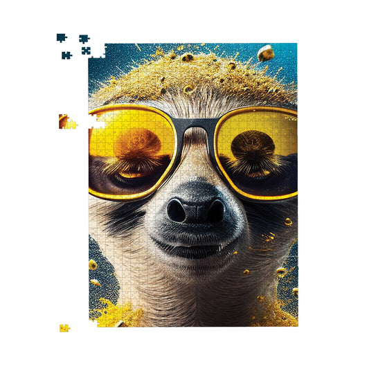 Meerkat With Golden Glasses Splashart Jigsaw Puzzle