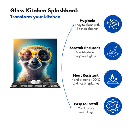 Meerkat With Glasses Splashart Kitchen Splashback