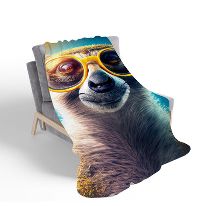 Meerkat With Glasses Splashart Sherpa Blanket