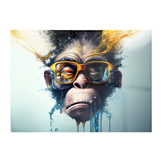 Monkey With Glasses Splashart Glass Chopping Board