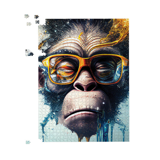 Monkey With Glasses Splashart Jigsaw Puzzle