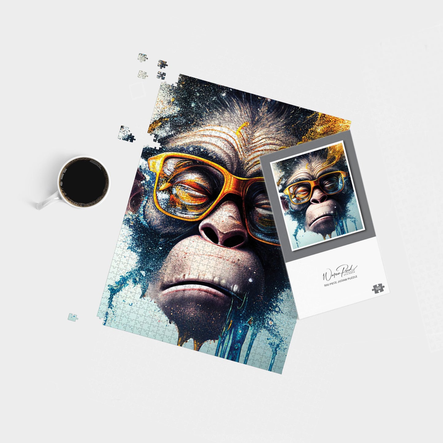 Monkey With Glasses Splashart Jigsaw Puzzle
