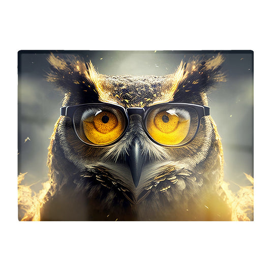 Owl With Glasses Splashart Glass Chopping Board