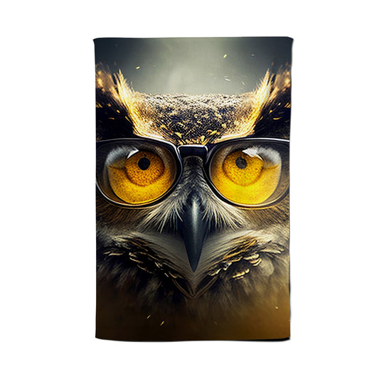 Owl With Glasses Splashart Tea Towel