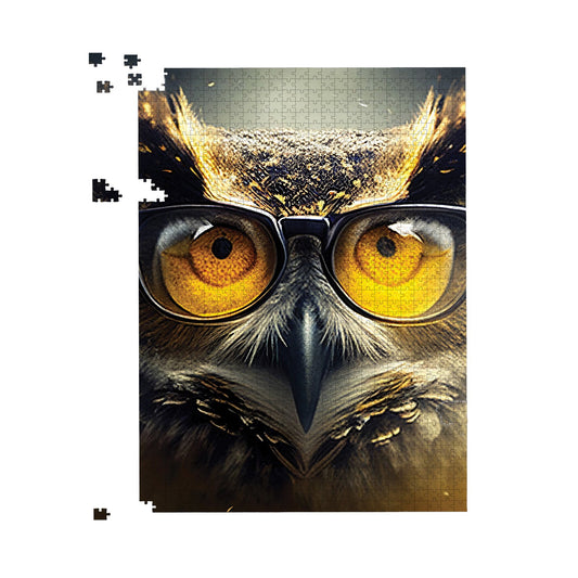 Owl With Glasses Splashart Jigsaw Puzzle