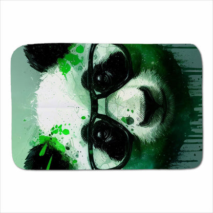 Panda With Glasses, Green Splashart Sherpa Blanket