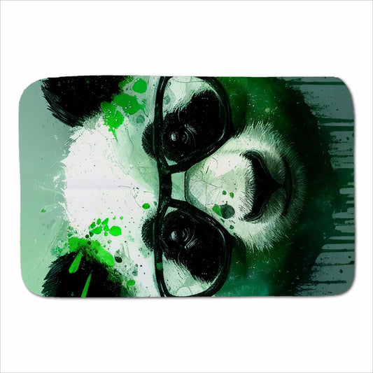 Panda With Glasses, Green Splashart Sherpa Blanket