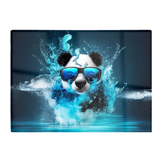 Panda With Glasses Splashart Water Glass Chopping Board