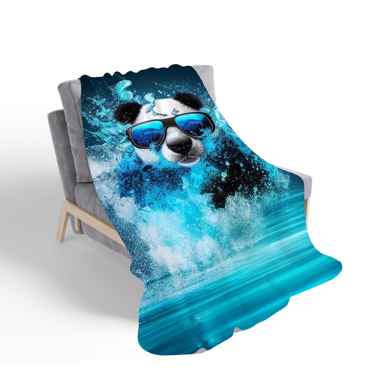 Panda With Glasses Splashart Water Sherpa Blanket