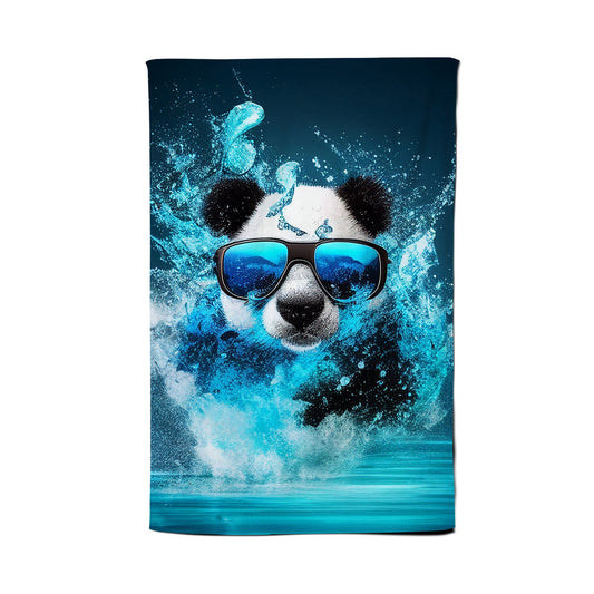 Panda With Glasses Splashart Water Tea Towel