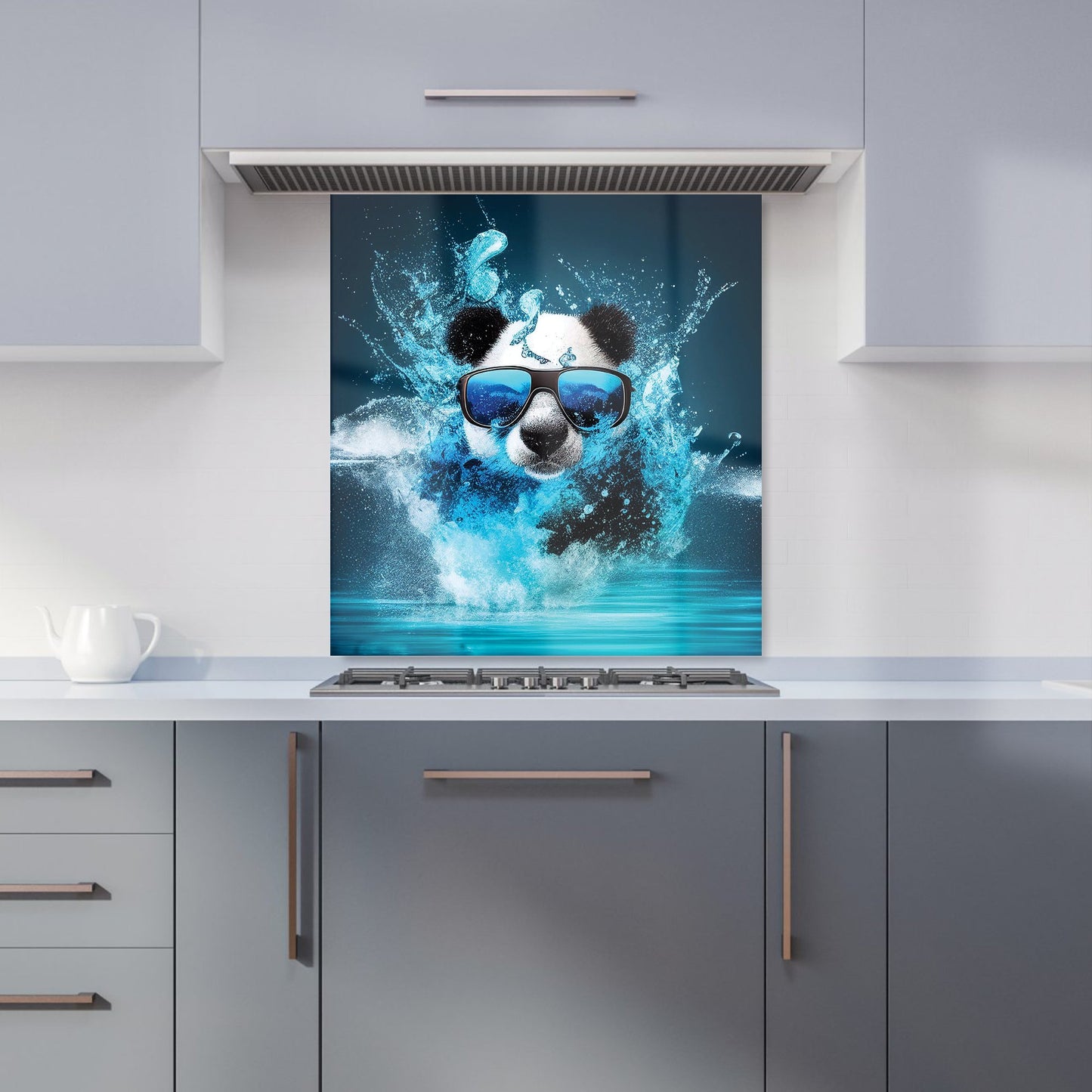Panda With Glasses Splashart Water Kitchen Splashback
