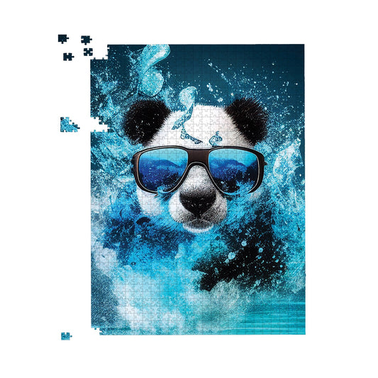Panda With Glasses Splashart Water Jigsaw Puzzle