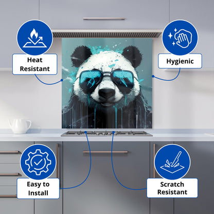Panda With Blue Glasses Splashart Kitchen Splashback