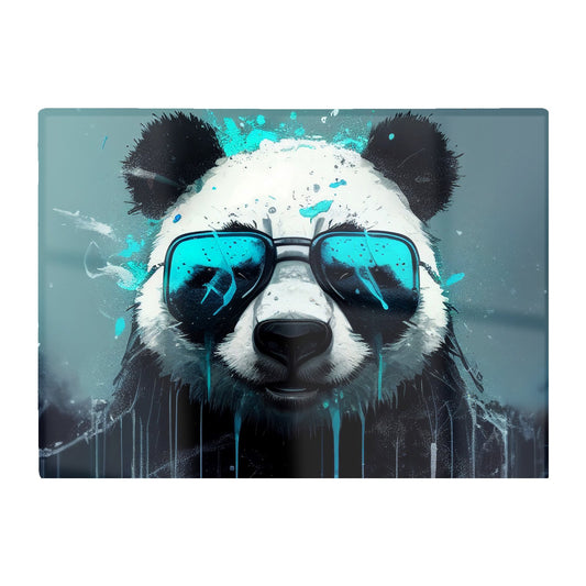 Panda With Blue Glasses Splashart Glass Chopping Board