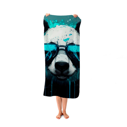Panda With Blue Glasses Splashart Beach Towel