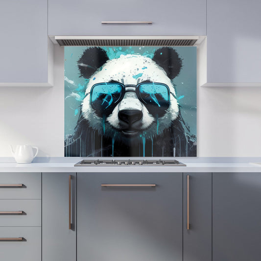 Panda With Blue Glasses Splashart Kitchen Splashback