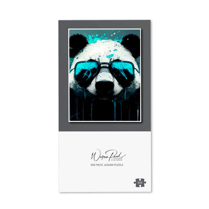 Panda With Blue Glasses Splashart Jigsaw Puzzle