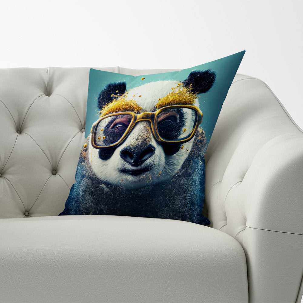 Panda With Golden Glasses Splashart Cushions