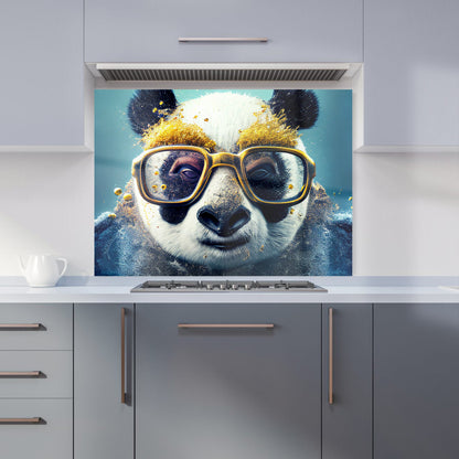 Panda With Golden Glasses Splashart Kitchen Splashback