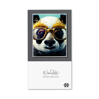 Panda With Golden Glasses Splashart Jigsaw Puzzle